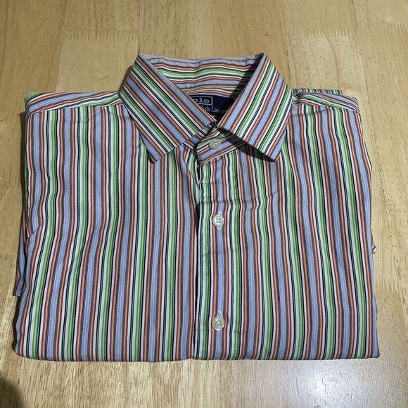 POLO Ralph Lauren VTG 90s Y2k Shirt‎ Mens 16.5 /L Stripe Regent Classic - Picture 1 of 7
